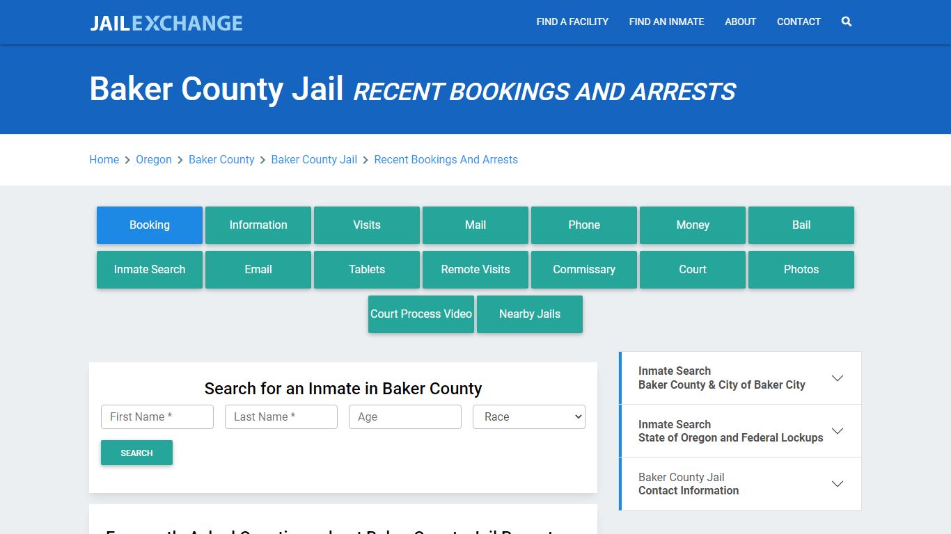 Baker County Jail Recent Bookings And Arrests - Jail Exchange