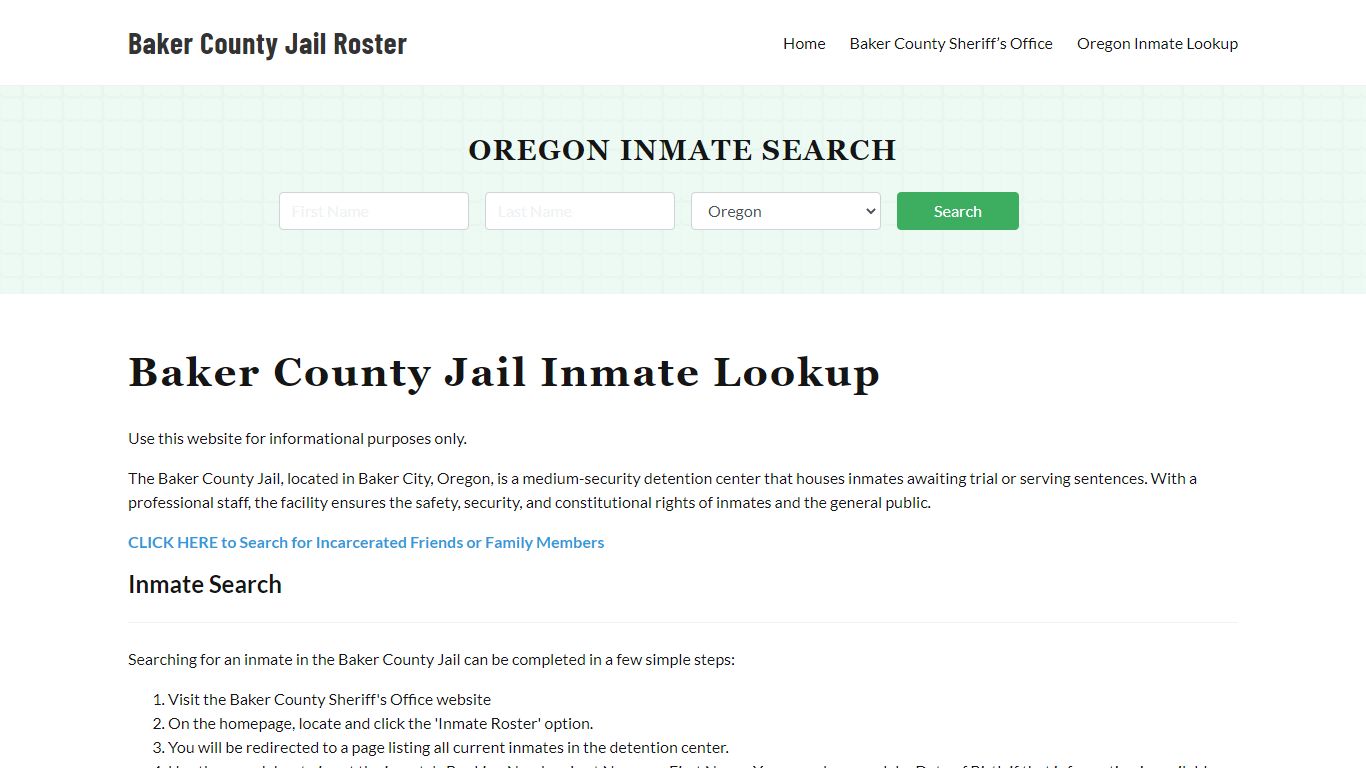 Baker County Jail Roster Lookup, OR, Inmate Search