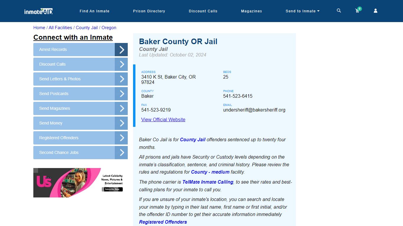 Baker County OR Jail - Inmate Locator